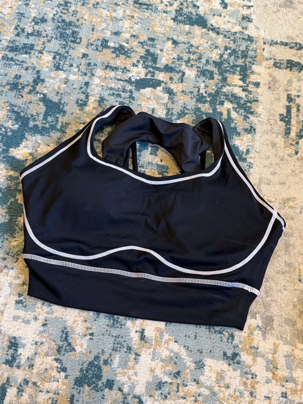 BuffBunny Black Sports Bra with White Trim